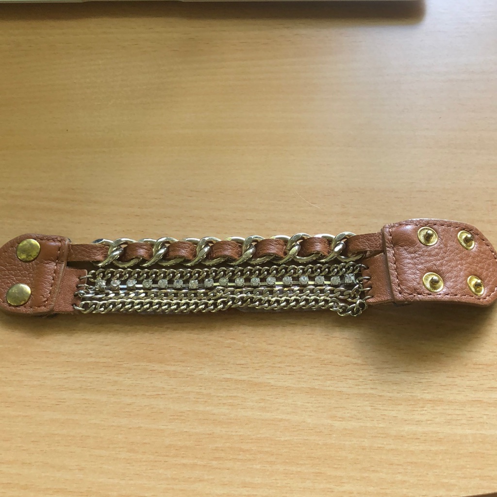 Leather Bracelet W/Rhinestones